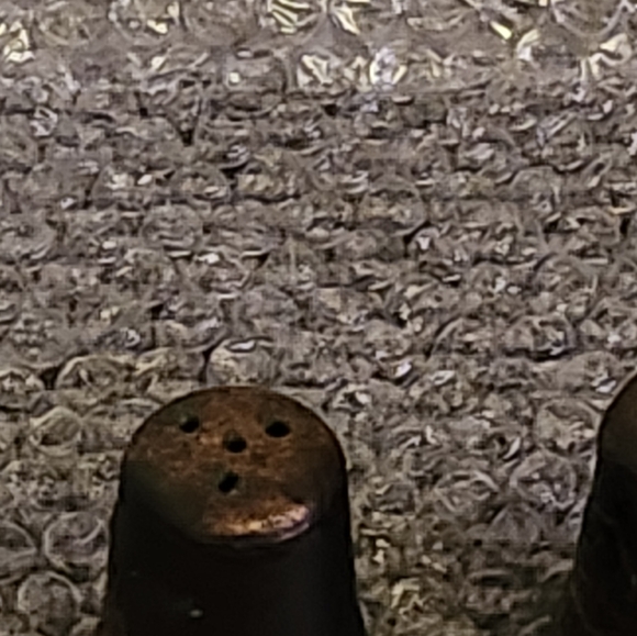 Vintage Carved Brass Salt & Pepper Shakers - Picture 4 of 9